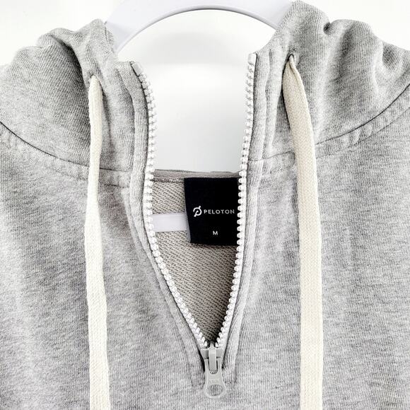 Peloton Gray Blue Quarter-Zip Large Logo Embroidered Sweatshirt Hoodie Men's M - Picture 3 of 8